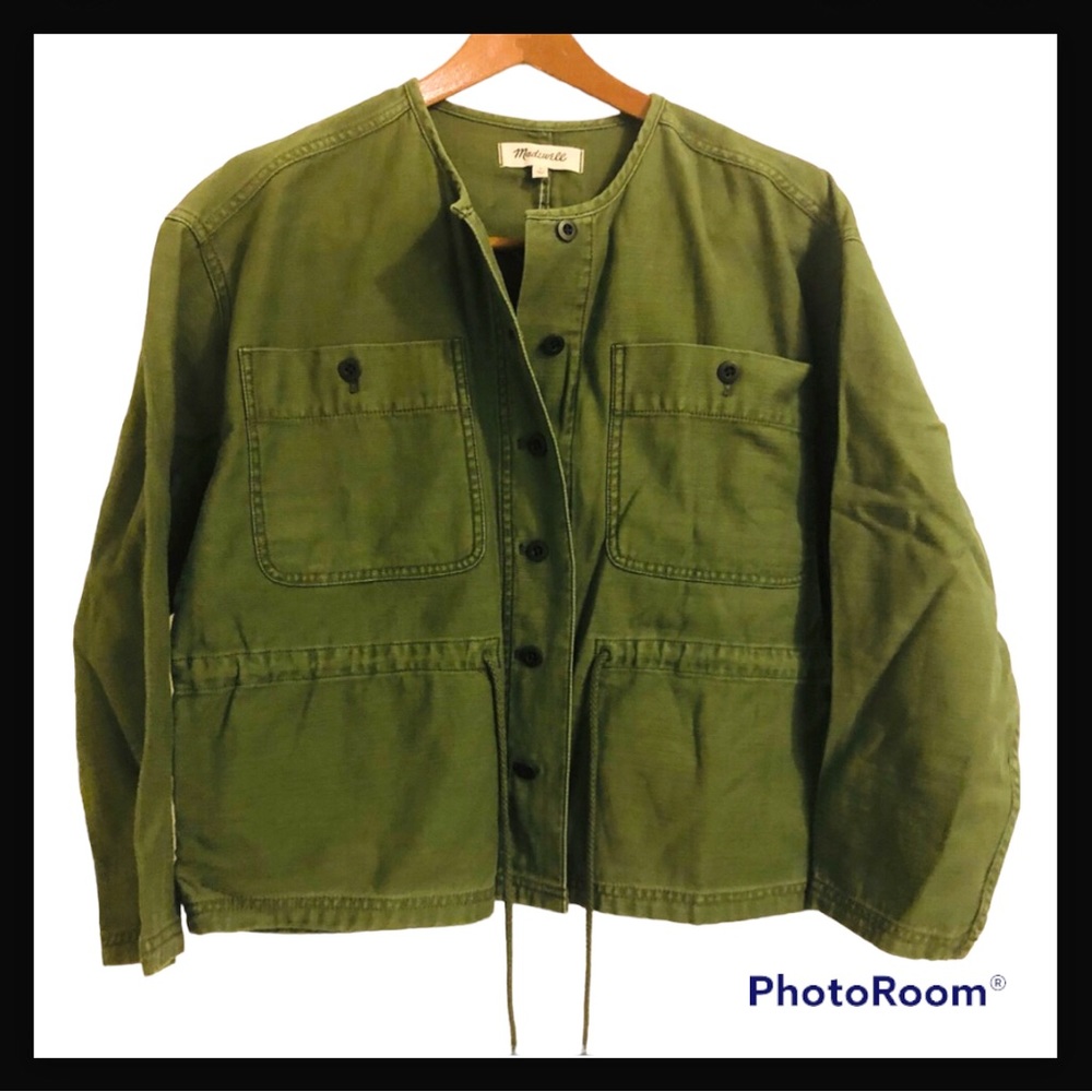 Madewell Claremont Drawstring Utility Jacket Green Size Small fits oversized